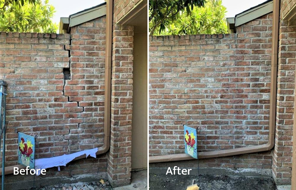 Wing Wall Brick Crack Repair Before and After