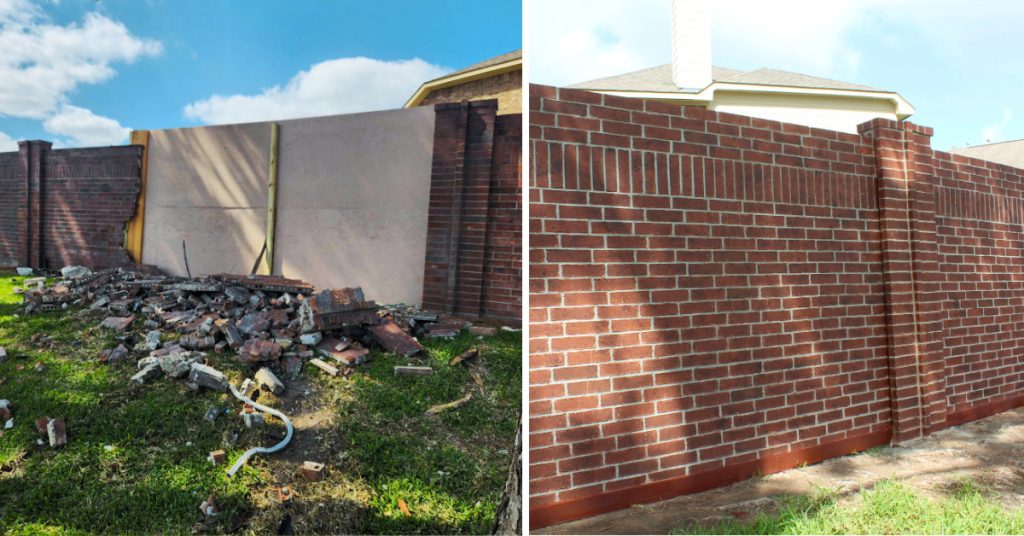Damaged Brick Fence