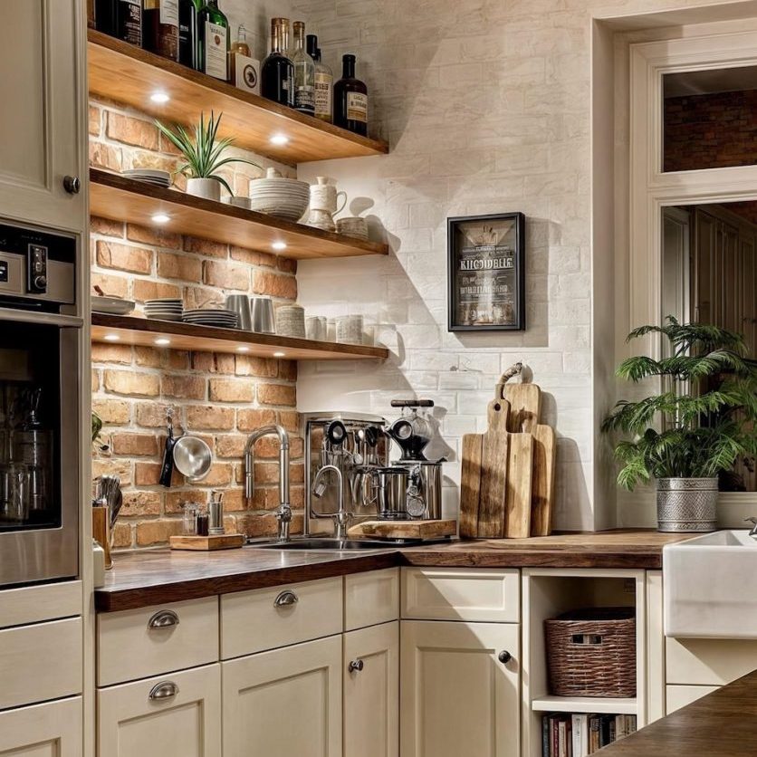 Interior Brick Veneer Wall in Kitchen Interior Brick Veneer Wall in Kitchen