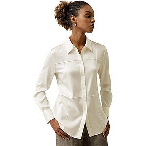 Pure Silk Shirt for Women Long Sleeve Sprezzatura Button Up Blouses Classic Basic Cool Smooth Ladies Silk Tops