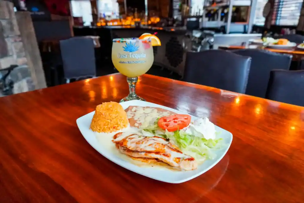 Refreshing Margarita with Mexican Food Platter.