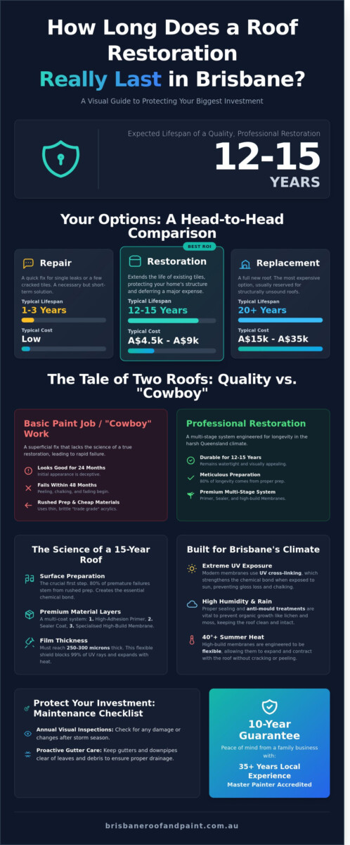How Long Does a Roof Restoration Last? The 2026 Brisbane Homeowner’s Guide - Infographic