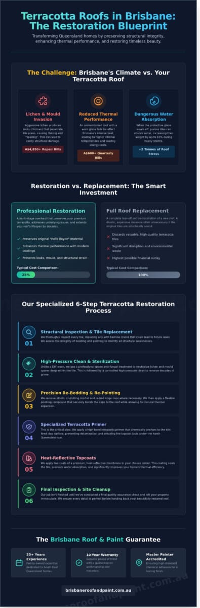 Terracotta Tile Roof Restoration Brisbane: The Complete 2026 Homeowner’s Guide - Infographic