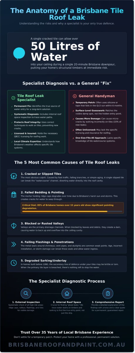 Tile Roof Leak Specialist: Expert Solutions for Brisbane Homes in 2026 - Infographic