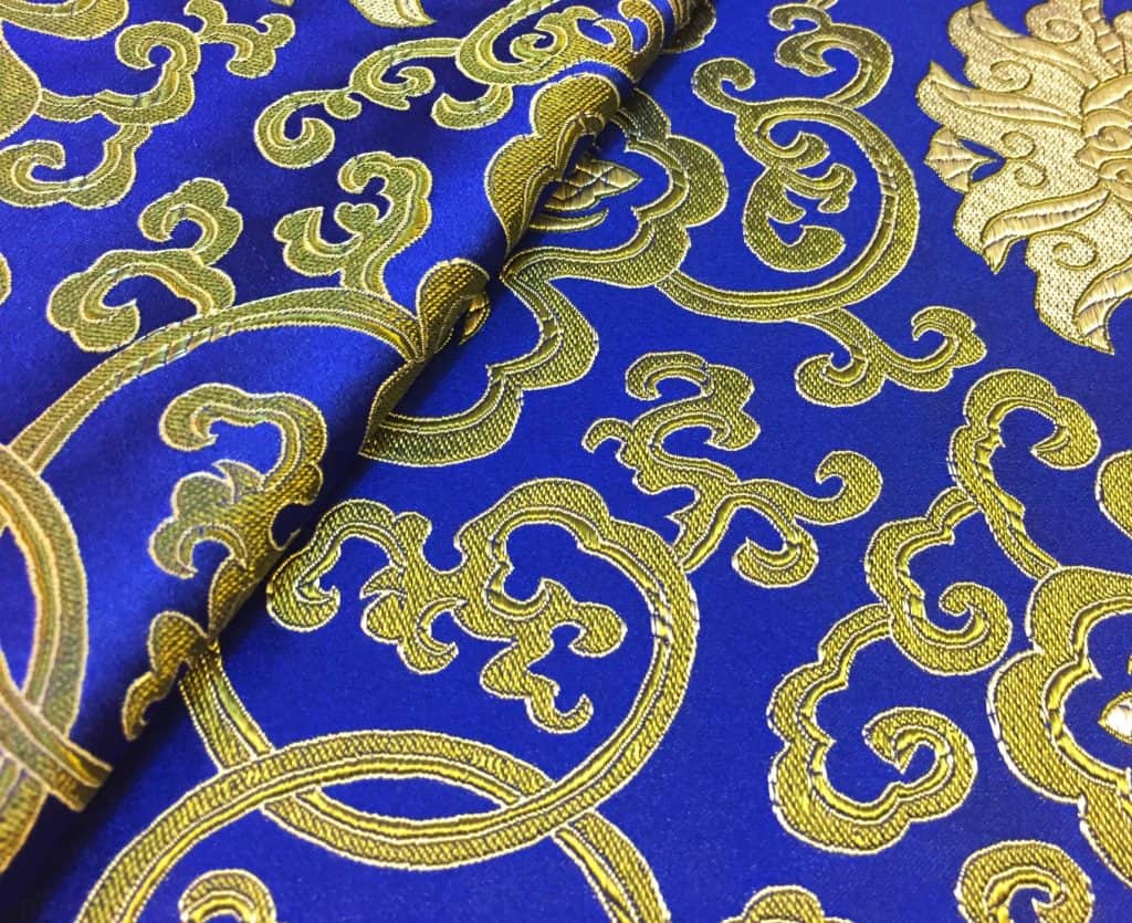 Blue and gold metallic brocade