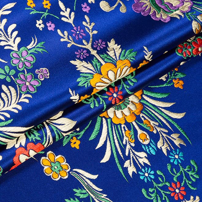 Flower motif brocade fabric
