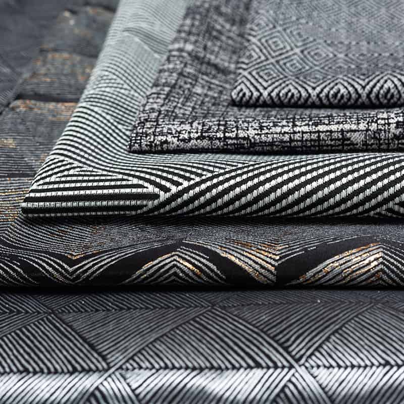 Different silver metallic brocade fabrics