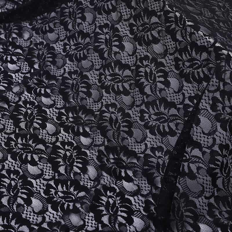 Black floral motif lace