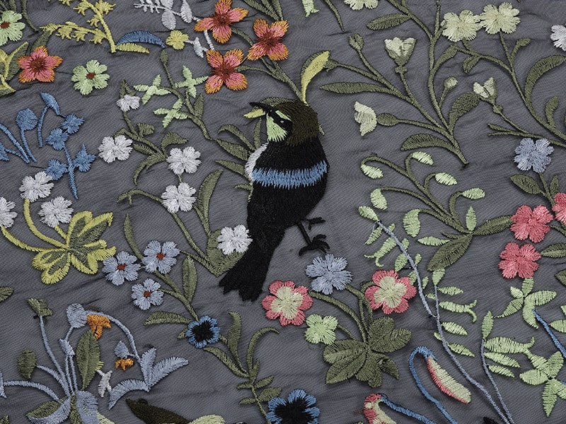 Bird Motif Lace Fabric