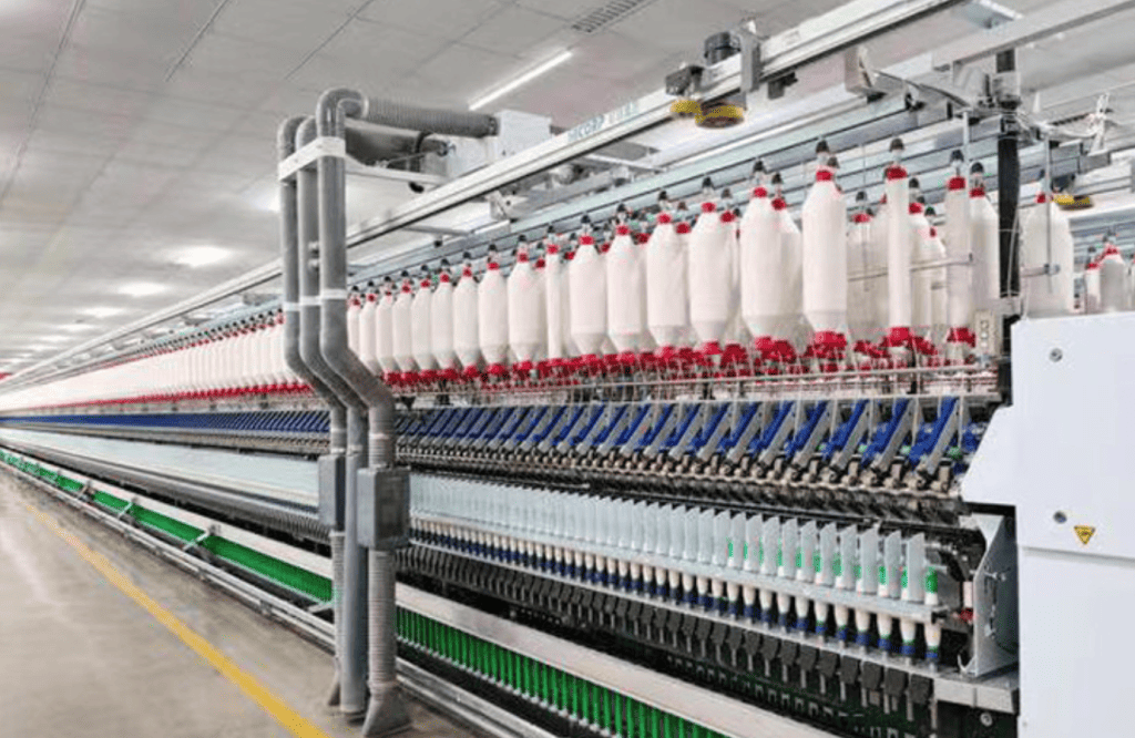Pima Cotton yarn being made in a factory