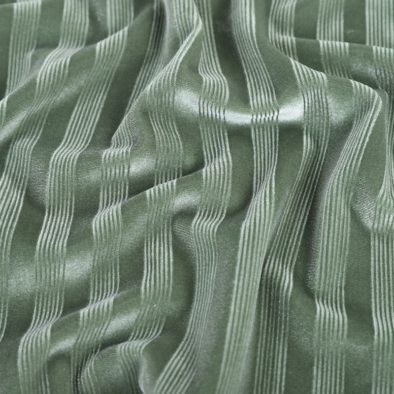 Green Stripe Velour Fabric