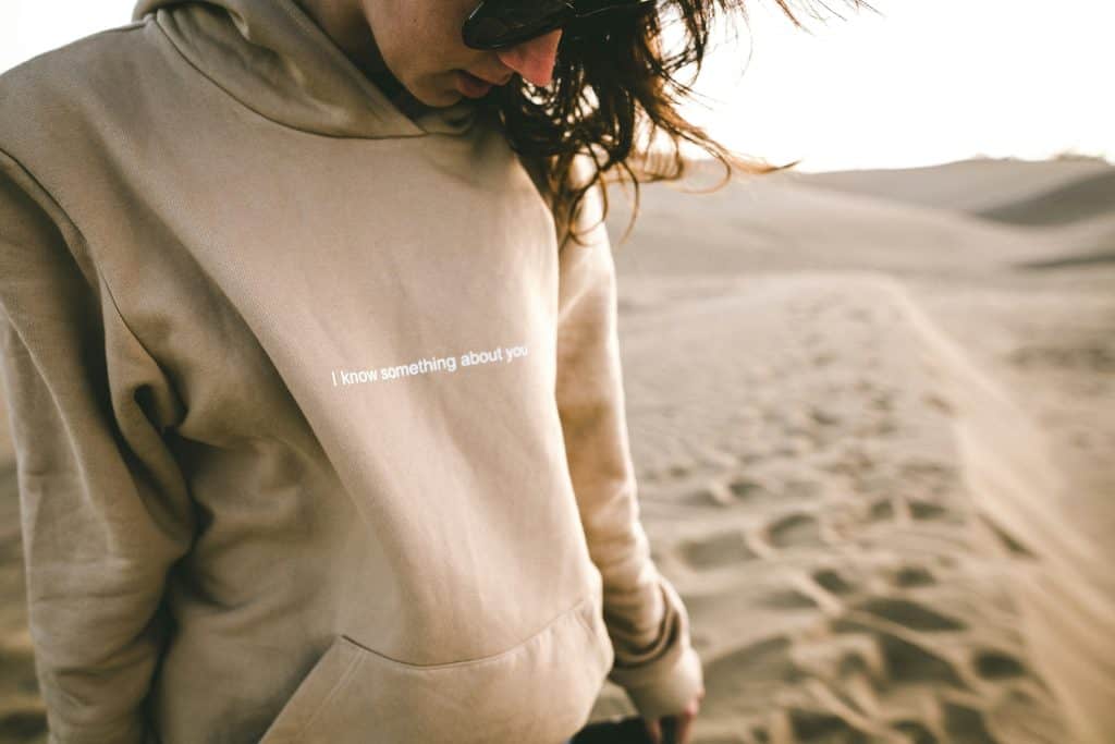 Women hoodie with printed text
