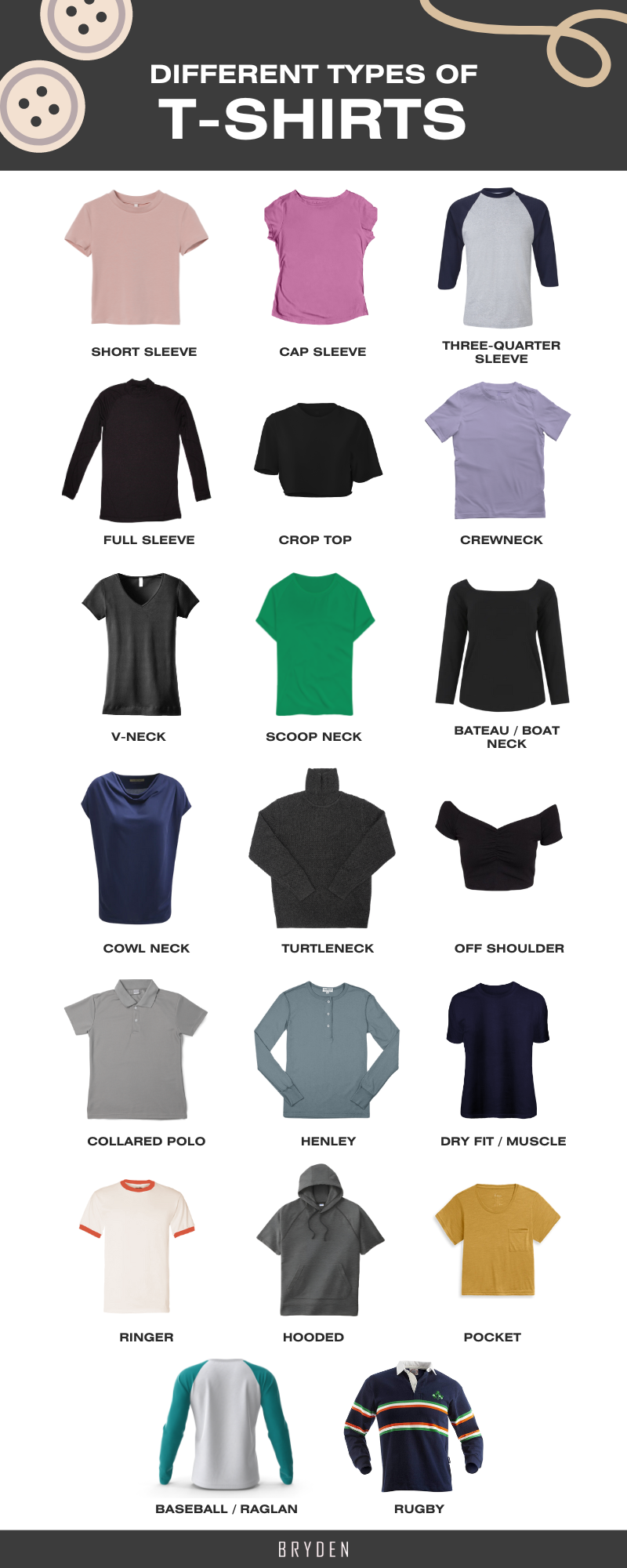 different types of t-shirts