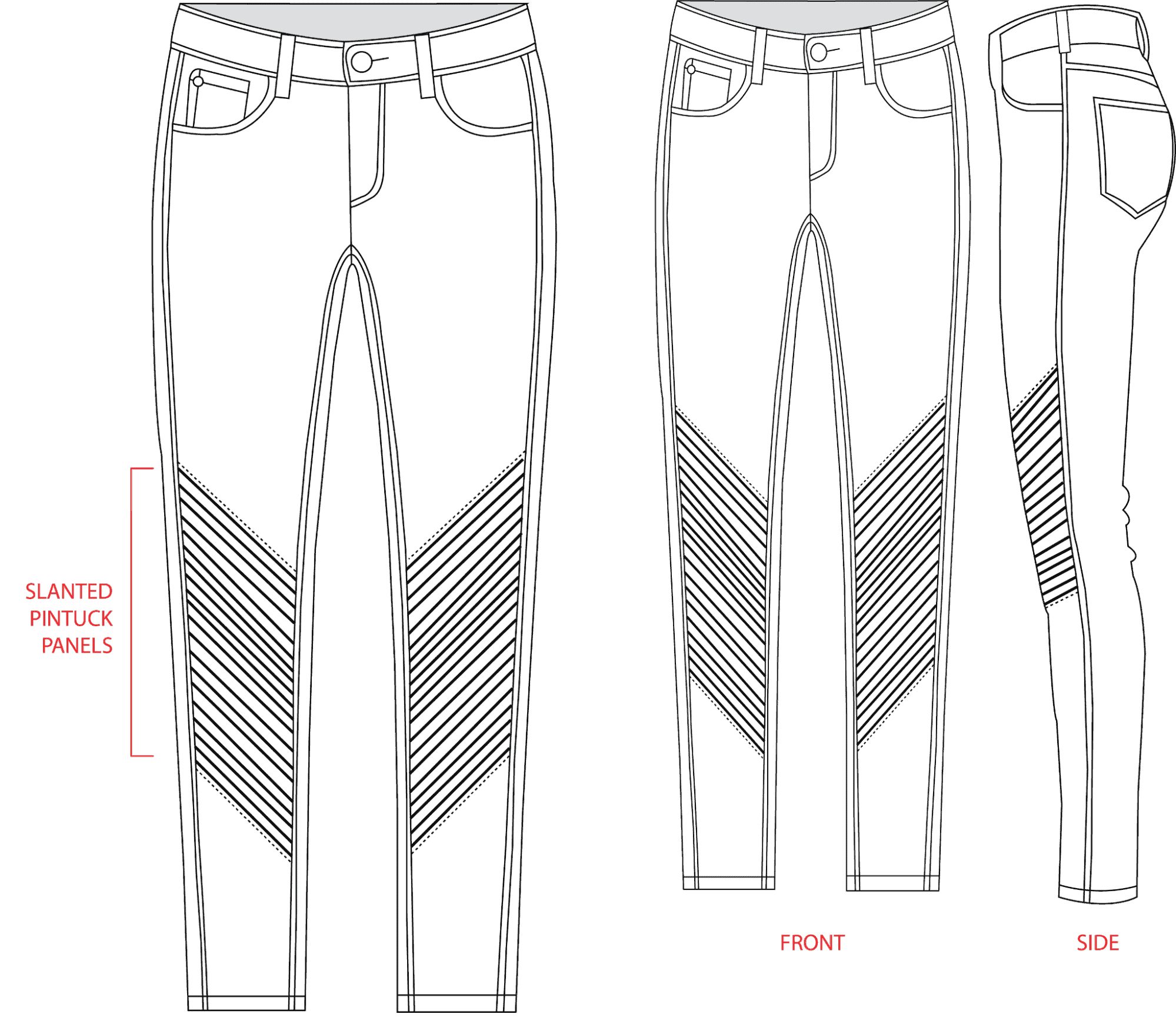 Women’s jeans with pintuck panels 