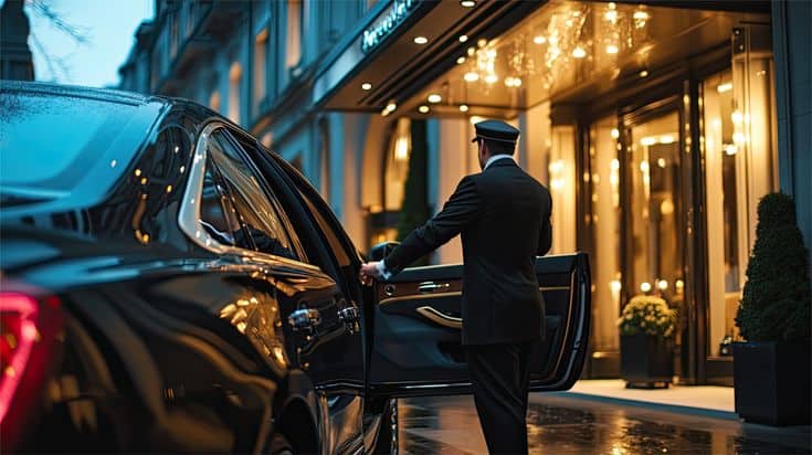 Luxury corporate transportation with professional chauffeur at Bud's Cab.