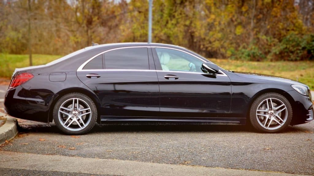 Black Mercedes S-Class for executive chauffeur and luxury transfer service in Bucharest