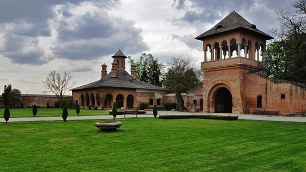 Courtyard and entrance tower at Mogoșoaia Palace near Bucharest