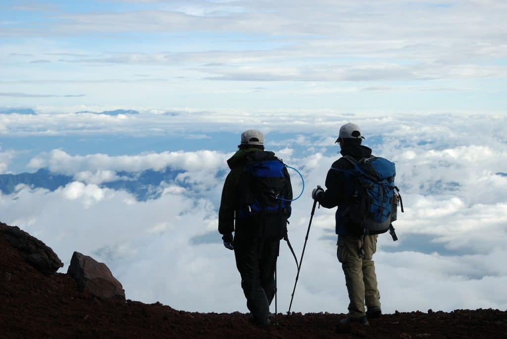 Two men hiking in Japan