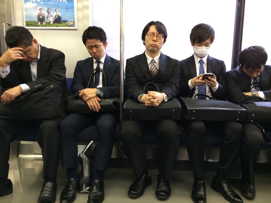 Japanese salaryman on train