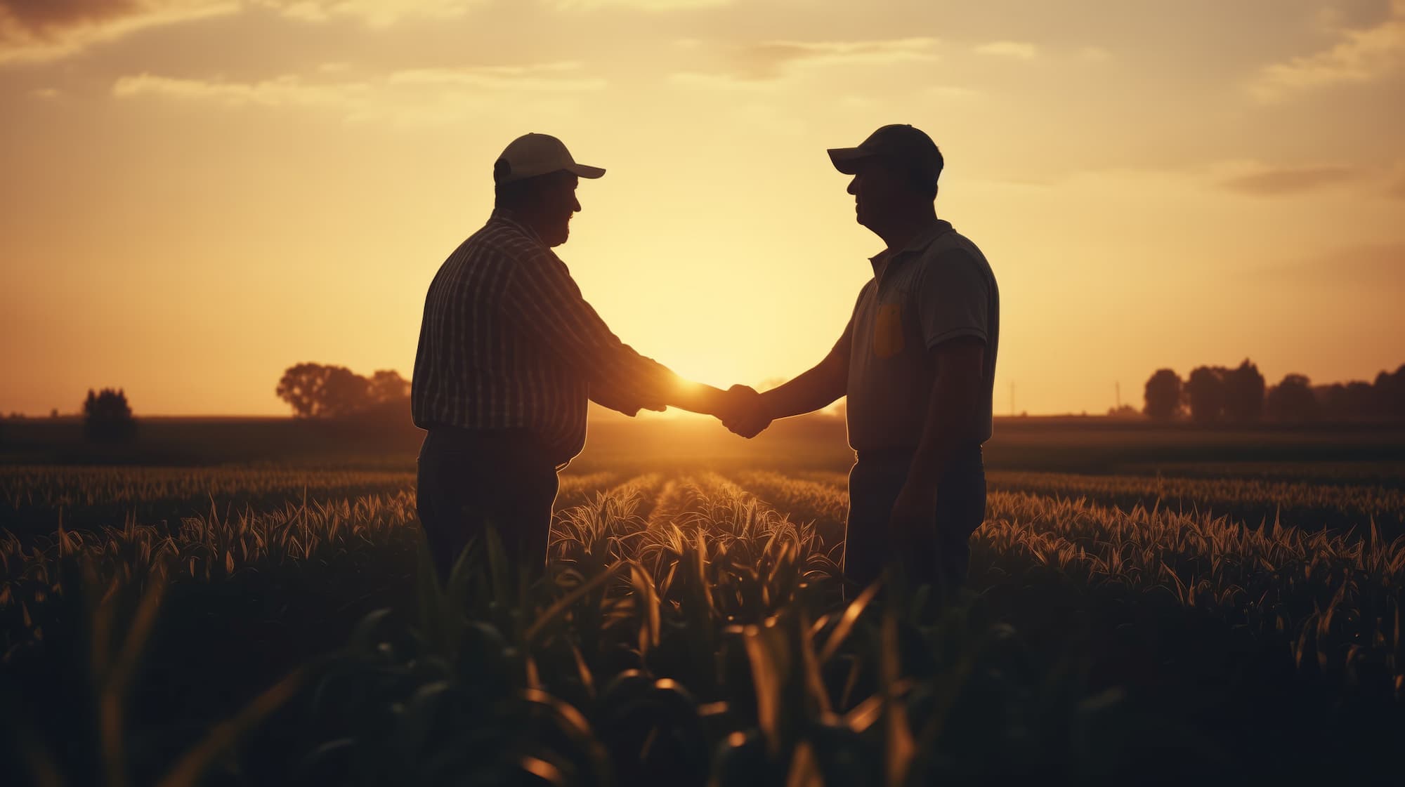 bussey bros auctioneers cta image two men in corn field shaking hands