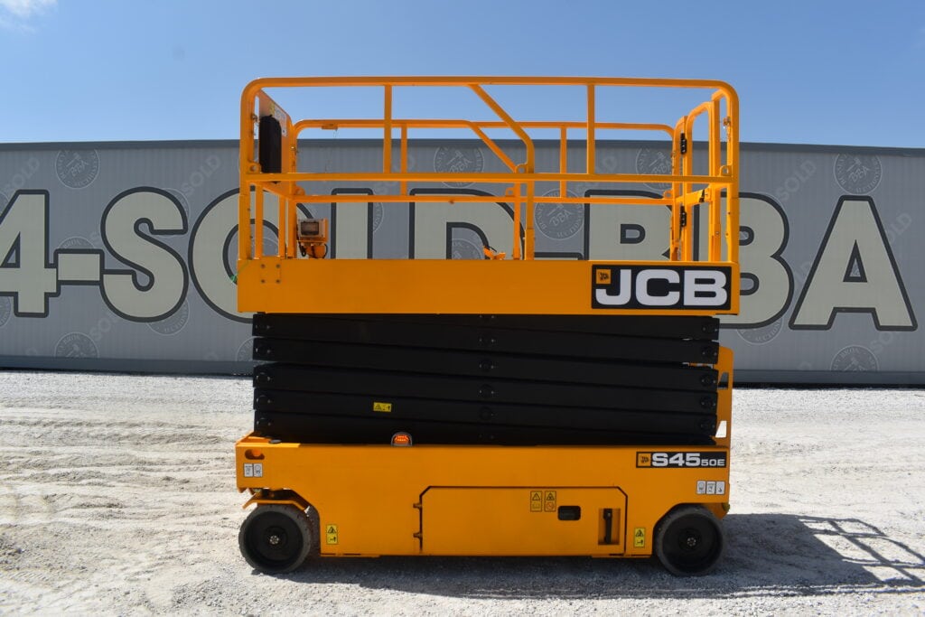 JCB S45E scissor lift at heavy equipment auction.
