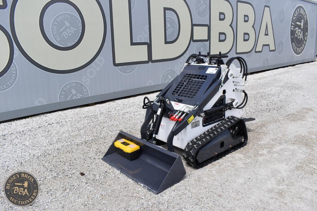 Robotic construction machine with tracks and a front loader for industrial and building site applica.
