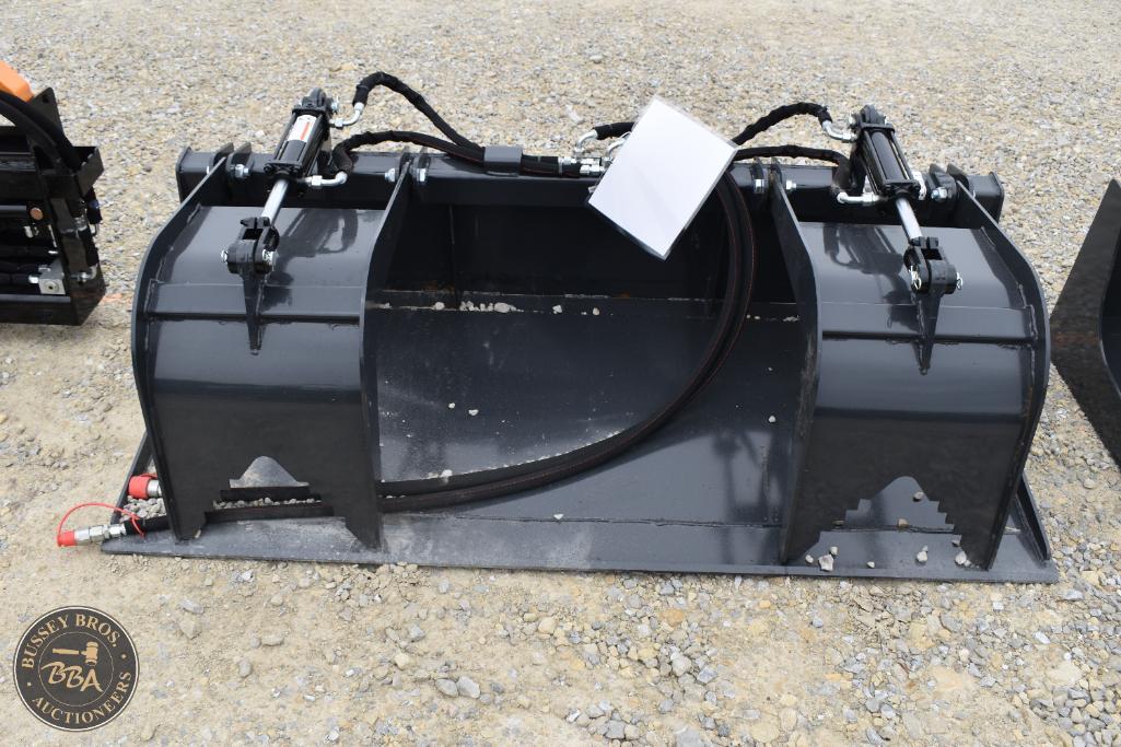Heavy-duty excavator bucket for construction and demolition.