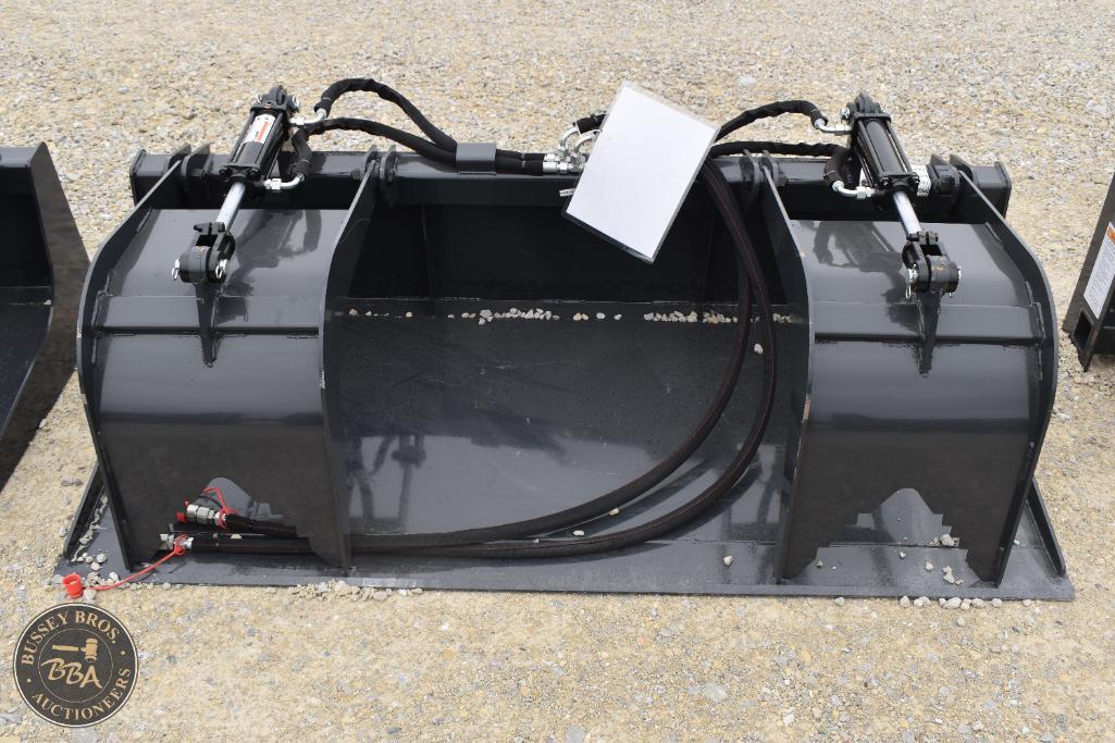 Heavy-duty excavator bucket for construction and demolition.