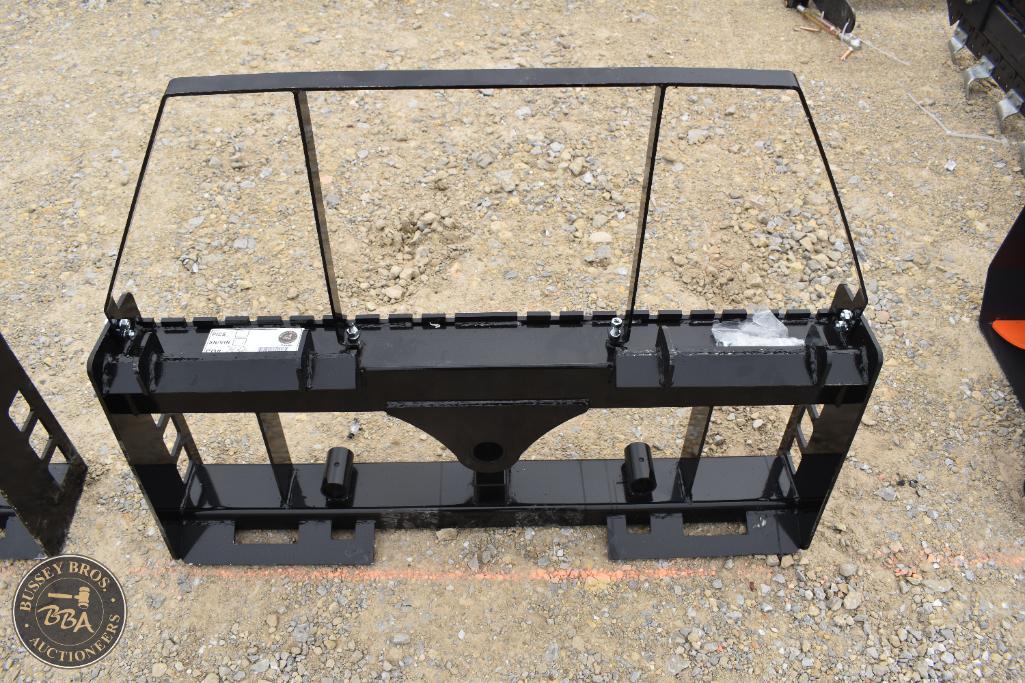 Front bumper bar for vehicle auction, heavy-duty metal construction, black finish.