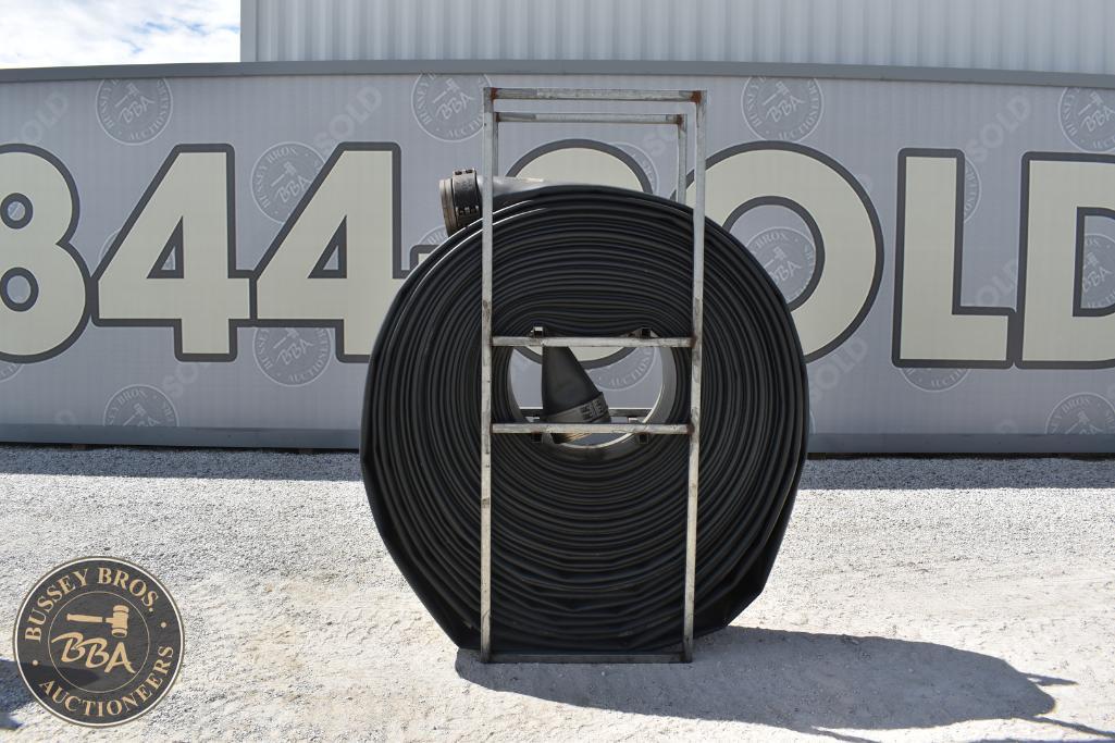 Industrial black hose reel for commercial and agricultural applications.