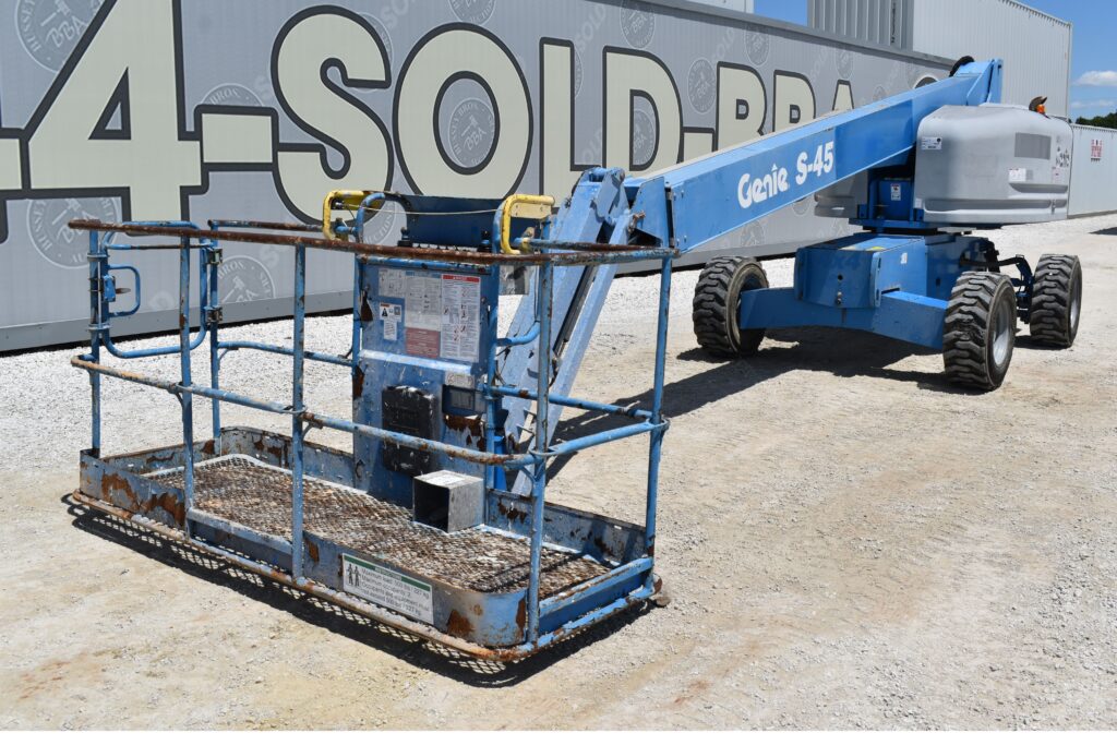Blue Genie S-45 boom lift at heavy equipment auction.