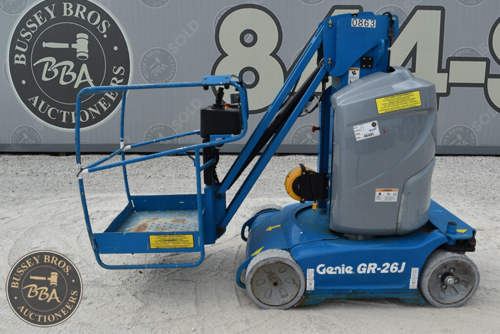 Blue Genie GR-26J aerial lift for heavy equipment work.