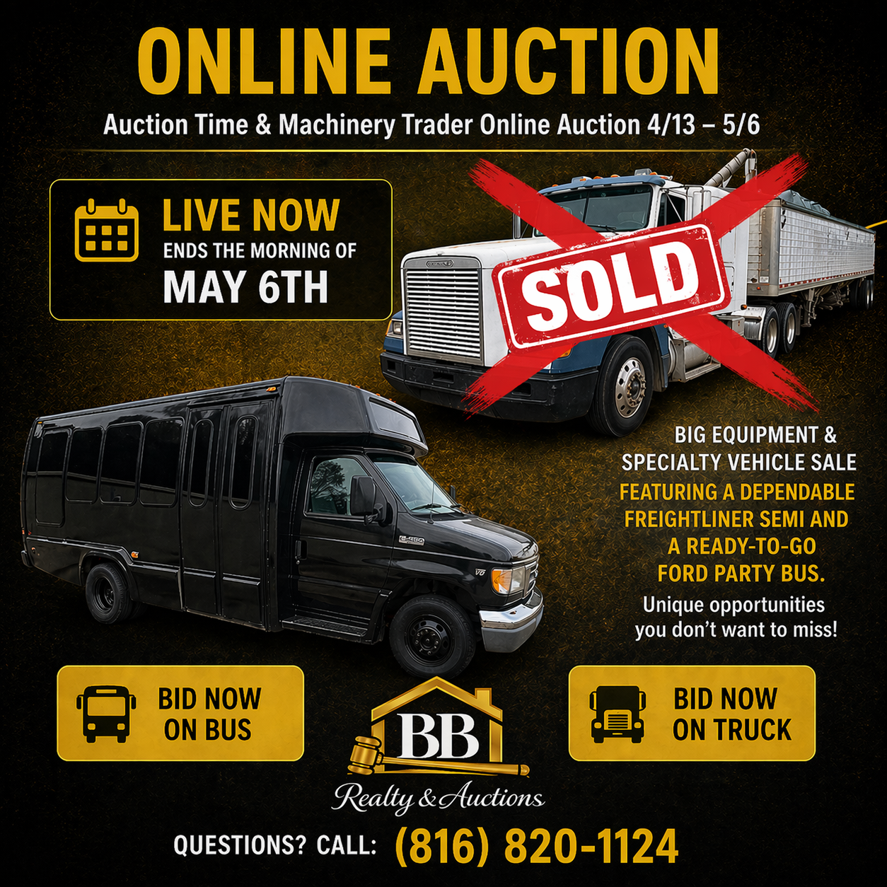 Online auction with equipment