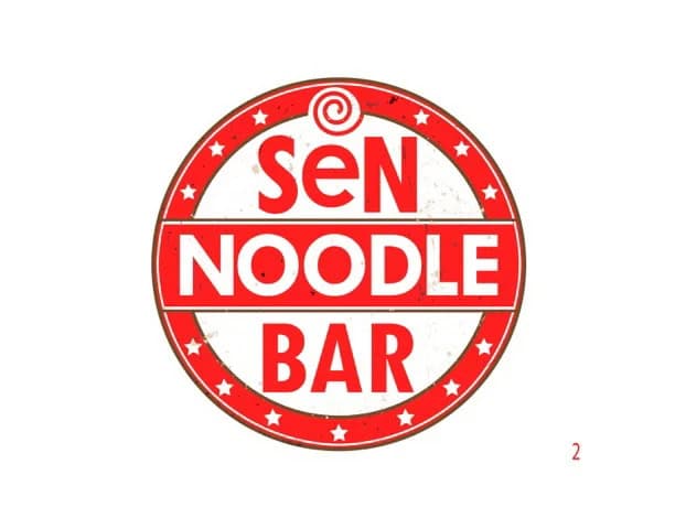 Sen Noodle Bar logo, featuring a circular red and white design with bold text, representing an Asian cuisine restaurant specializing in noodle dishes.