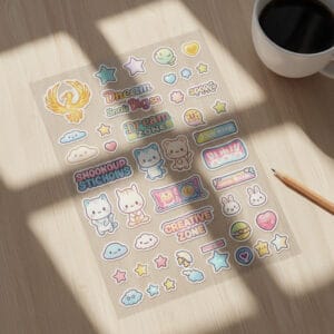 สติกเกอร์ใสพิเศษ Super Clear Sheet พิมพ์สีขาว วัสดุ 3M ไดคัทตามทรง
