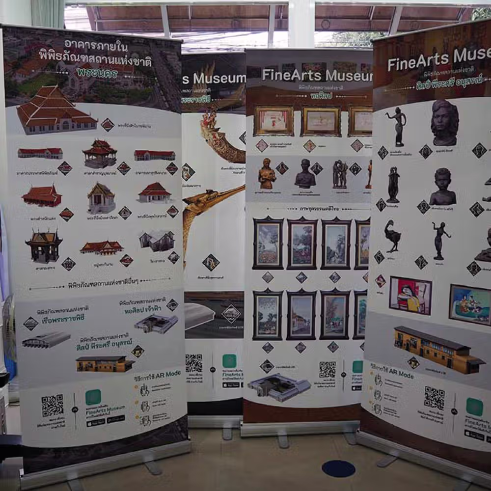 ป้ายโรลอัพรุ่นมาตรฐาน 80x200 ซม. สำหรับจัดงานนิทรรศการและอีเว้นท์ โครงอลูมิเนียมติดตั้งไว พิมพ์ภาพคมชัดระดับพรีเมียม