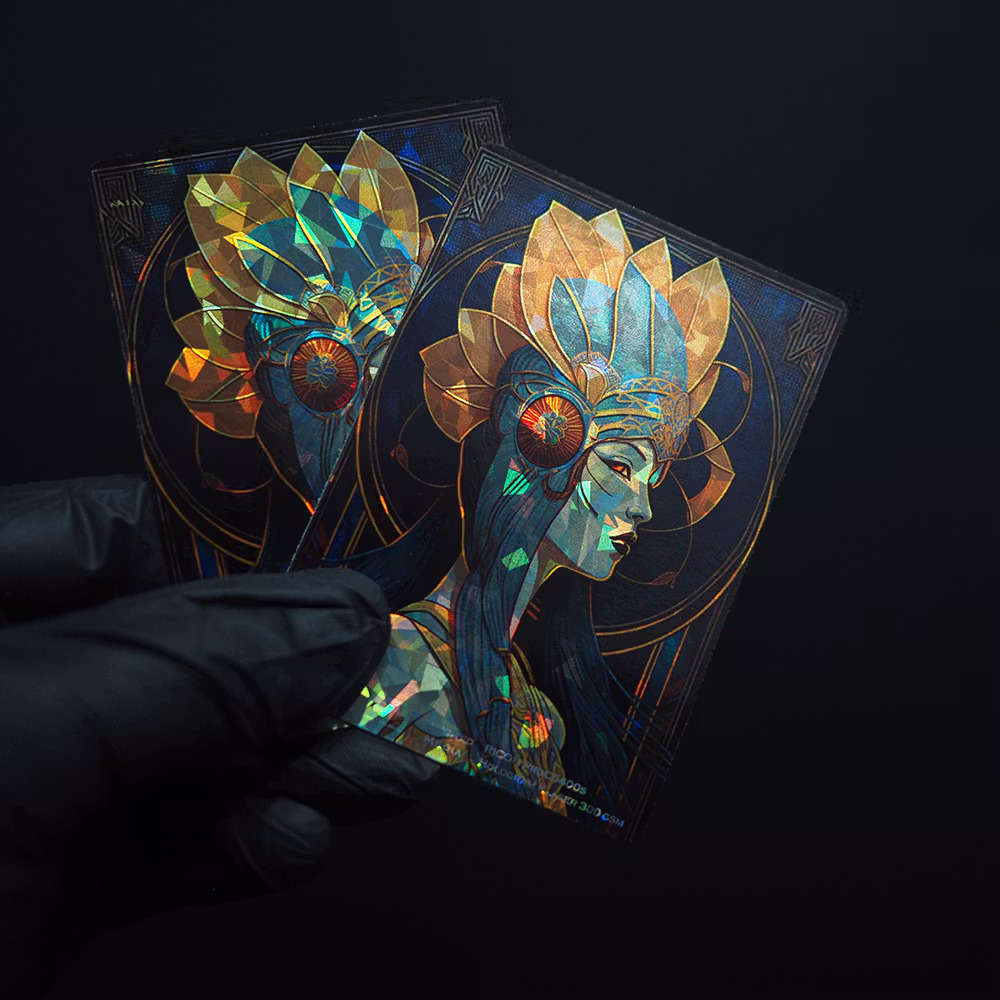 กระดาษโฮโลแกรม ลายแก้วแตก (Shattered Glass) สำหรับพิมพ์การ์ดสะสม TCG พรีเมียม
