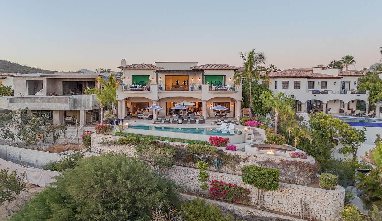 Casa Alegria No. 1 – Oceanview Luxury In Las Colinas, Cabo Del Sol – Homes For Sale In Cabo Del Sol Aerial View Of Casa Alegria, A Luxury Two-Story Oceanview Villa In Las Colinas, Cabo Del Sol, Featuring An Infinity Pool, Outdoor Lounge Areas, And Panoramic Sea Of Cortez Views.
