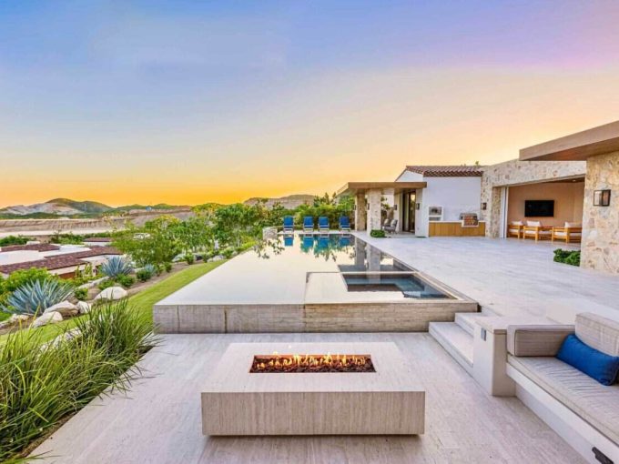 Querencia Real Estate Modern Terrace Firepit Pool – Cabo Real Estate