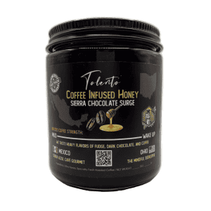 Café Tolento Coffee Infused Honey with dark chocolate flavor, premium quality.