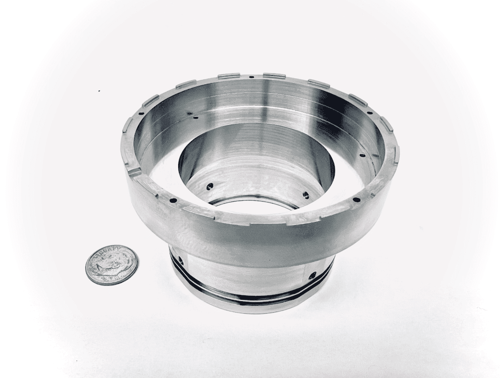 Close-up of aerospace gear, precision-machined to meet stringent performance standards for aerospace applications.