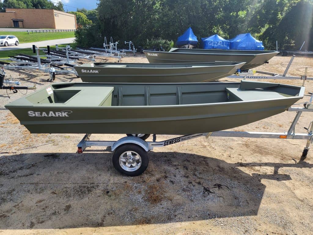 Lightweight, durable SeaArk boat on display at Camp & Cruise.