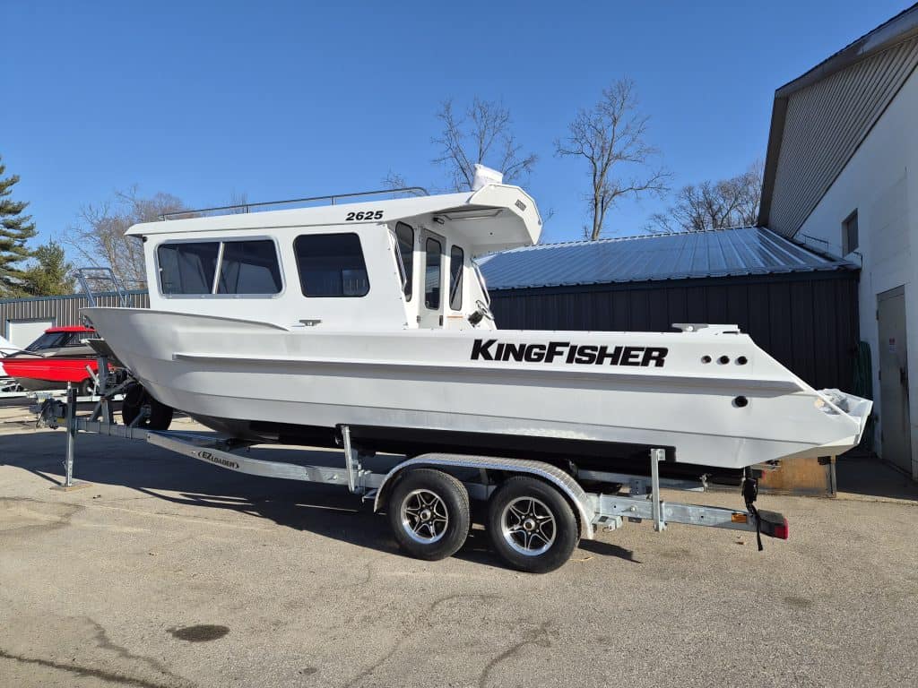 KingFisher boat on trailer at Camp & Cruise.