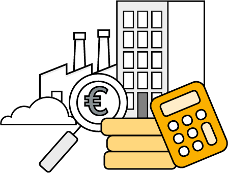 Wirtschaftliche Bildung, Finanzen, Euro, Gebäude, Taschenrechner.
