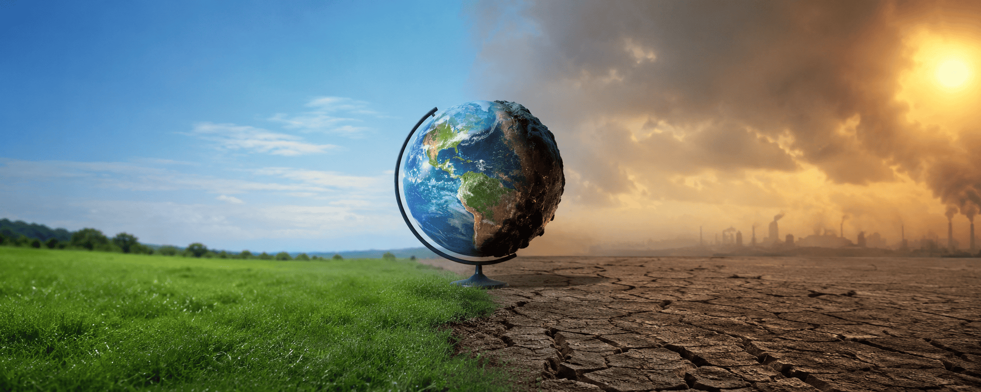 Globale Erwärmung und Umweltzerstörung durch Klimawandel.