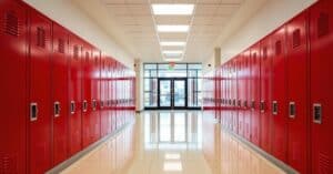 school emergency evacuation, school hallway