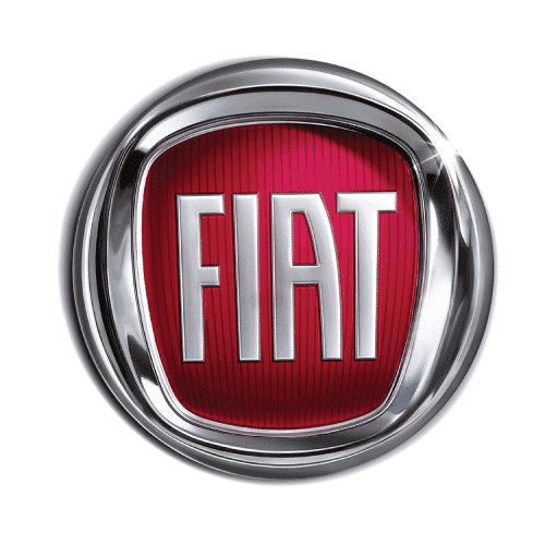 Fiat logo emblem with chrome finish on a black background.