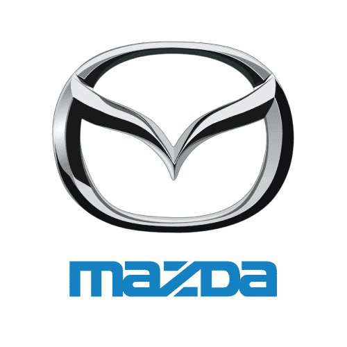 Mazda car logo on white background.