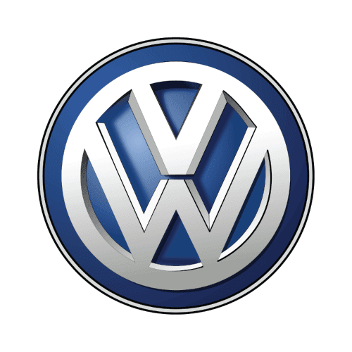 Volkswagen logo on a car grille, representing automotive branding and vehicle design.