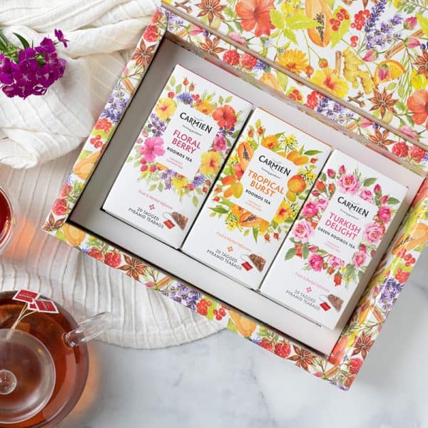 Pyramid  Teas Gift Box: Floral Berry, Tropical Burst, Turkish Delight (3 x 20 Pyramid  Teabags)